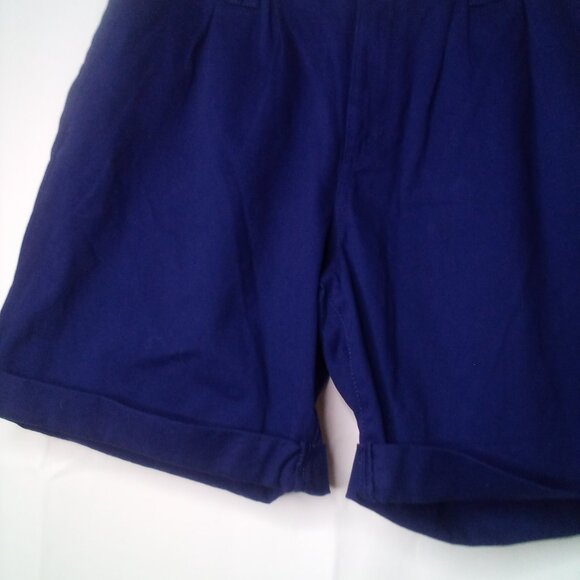 St. John's Bay Shorts Women 12 Chino Pleated Roll Hem Blue - Picture 5 of 13